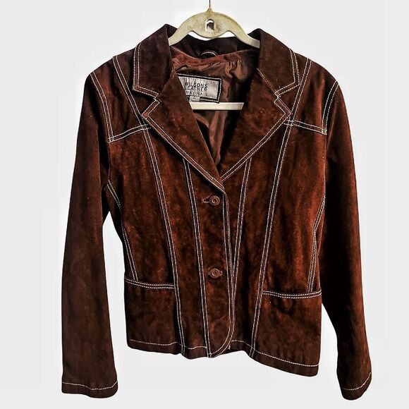 Women’s Vintage 1980’s Retro Wilson’s Waist Length Suede Jacket Size Large - Picture 1 of 6